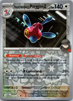Reverse Holo Team Rocket's Porygon-Z #155/182 SV10: Destined Rivals Pokemon - Image 1