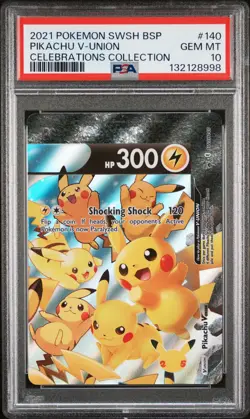 2021 POKEMON SWSH BLACK STAR PROMO CELEBRATIONS COLL #140 PIKACHU V-UNION PSA 10 - Image 1