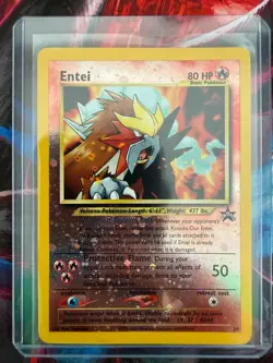 2001 Pokemon TCG Entei Reverse Hologram #34 Movie 3 Black Star Promo - Image 1
