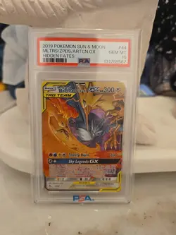 2019 POKEMON SUN & MOON HIDDEN FATES #44 MOLTRES & ZAPDOS & ARTICUNO GX PSA 10 - Image 1