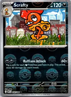 Pokemon Scrafty #058/086 English White Flare Poke Ball Holo - Image 1