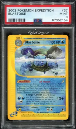 PSA 9 MINT Pokemon Blastoise Rare 2002 Expedition 37/165 WOTC - Image 1