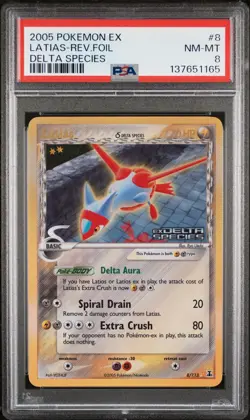 PSA 8 LATIAS 2005 POKEMON EX DELTA SPECIES #8 -REVERSE FOIL STAMPED - Image 1