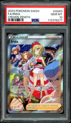 2023 POKEMON SWORD & SHIELD CROWN ZENITH #GG63 FULL ART/IRIDA PSA 10 - Image 1