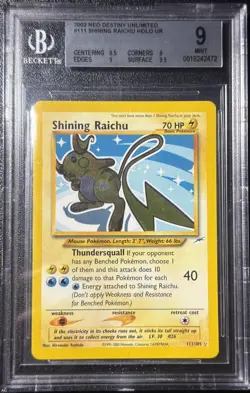 Pokemon Shining Raichu Neo Destiny Unlimited Holo Secret Rare #111 BGS 9 Mint - Image 1