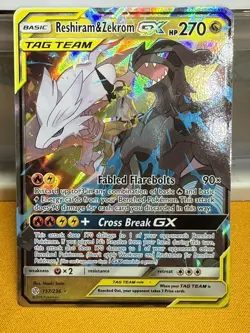 Pokemon TCG Reshiram & Zekrom GX TAG TEAM Full Art Ultra Rare Holo MINTY Single - Image 1