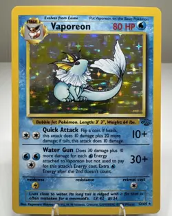 Vaporeon 12/64 Holographic Rare Jungle Pokemon Unlimited MP - Image 1