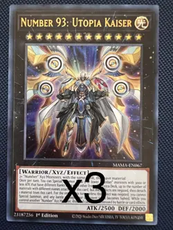 3X Yugioh Number 93: Utopia Kaiser MAMA-EN067 Ultra Rare 1st Edition NM - Image 1