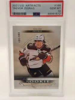 2021 Upper Deck Artifacts Rookies TREVOR ZEGRAS /999 PSA 10 GEM MT Rookie RC - Image 1