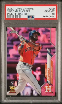 2020 Topps Chrome Pink Refractor #200 Yordan Alvarez RC PSA 10 Gem Mint - Image 1