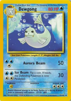Pokemon TCG Dewgong Base Set Unlimited Uncommon Card 25/102 Regular - Image 3
