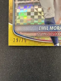 2025 Emil Morales Bowman Chrome /75 Yellow XRefractor RC #BCP-127 Dodgers - Image 4