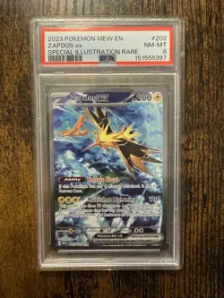 2023 POKEMON MEW EN ZAPDOS ex #202 SPECIAL ILLUSTRATION RARE NM-MT PSA 8 - Image 1