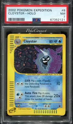 PSA 7 NEAR MINT Pokemon Cloyster Holo Rare 2002 Expedition #8/165 - Image 1