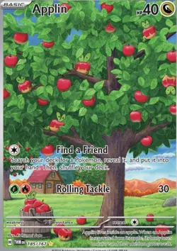 Pokemon Applin Illustration Rare Holo 185/167 Sv06: Twilight Masquerade English - Image 1