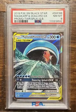 Magikarp & Wailord Gx #SM166 2019 Pokemon Sm Black Star Promo PSA 8 - Image 1