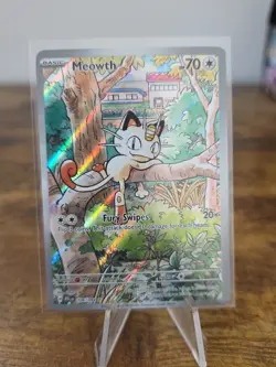 Pokemon Meowth Illustration Rare Full Art Holo Me02 106/094 Basic 70 HP - Image 1