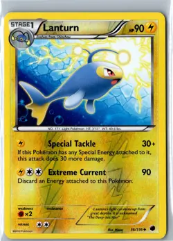 Pokemon Card - Plasma Freeze 36/116 Lanturn Reverse Holo MP - Image 1