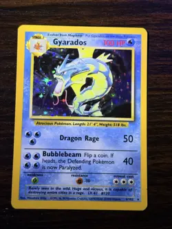 Gyarados 6/102 Base Set Holo Rare Stage 1 HP100 Pokemon TCG Card English - Image 1
