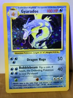 Gyarados 6/102 Base Set Holo Rare Stage 1 HP100 Pokemon TCG Card English - Image 2