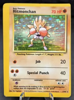 Hitmonchan HOLO | Pokemon TCG | Base Set | Miscut | HP - Image 1