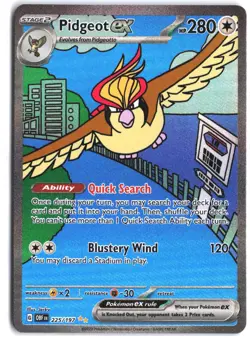 Pidgeot ex 225/197 Special Illustration Rare Obsidian Flames Pokemon - Image 1