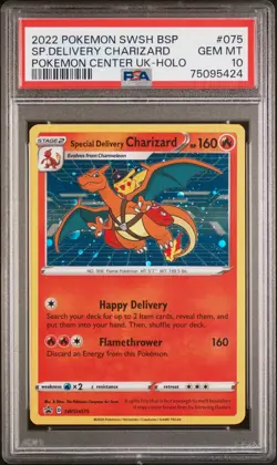 2022 Pokemon Black Star Promo Sp Delivery Charizard Center Uk-Holo PSA 10 #075 - Image 1