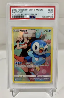 Pokemon Piplup 2019 Cosmic Eclipse 239/236 PSA 9 - Image 1
