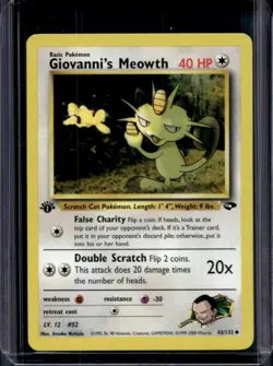 2000 Pokemon Gym Challenge 1st Edition Giovanni's Meowth #43/132 - Image 1