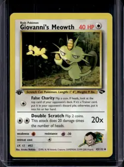 2000 Pokemon Gym Challenge 1st Edition Giovanni's Meowth #74/132 - Image 1