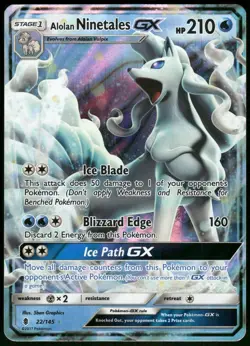 Pokemon Alolan Ninetales GX Ultra Rare SM - Guardians Rising 22/145 NM Holo - Image 1