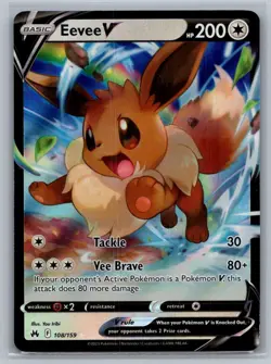 Eevee V 108/159 Holo V Rare Crown Zenith Pokemon Near Mint - Image 1