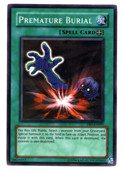 Yugioh Premature Burial Unlimited Edition Super Rare DB1-EN091 NM - Image 1