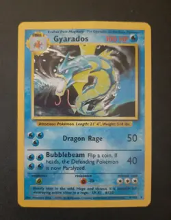 Pokemon TCG Gyarados Base Set 6/102 Holo Unlimited Holo Rare- USED w/Blue Sleeve - Image 1
