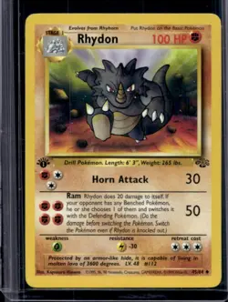 1999 Pokemon Jungle 1st Edition Rhydon #45/64 - Image 1