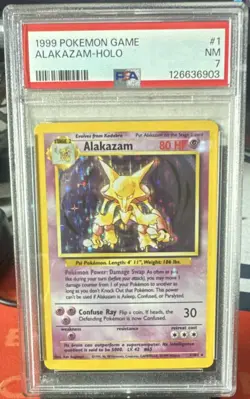 Pokemon Alakazam Base Set Holo Rare Stage 2 1/102 80 HP PSA 7 English - Image 1
