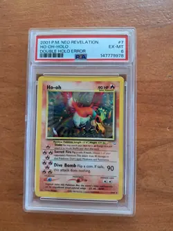 2001 Pokemon Neo Revelation - Double Holo Error Ho-Oh #7/64 PSA Graded 6 Swirl - Image 1