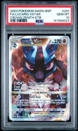 LUCARIO VSTAR 2023 POKEMON BLACK PROMO CROWN ZENITH ETB #SWSH291 PSA 10 Q2283 - Image 1