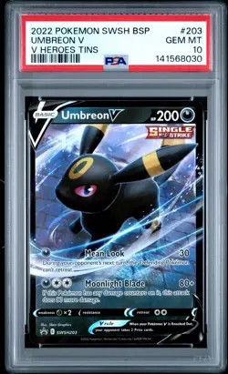 2022 Pokemon Umbreon V Heroes Tins Black Star Holo Promo SWSH203 PSA 10 - Image 1