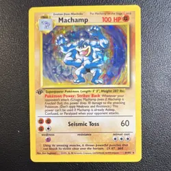 Pokemon Machamp 8/102 Base Set Holo Rare 1st Edition 100 HP English - Image 1