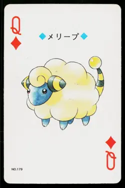 Mareep Queen of Diamonds Pokemon Silver Deck Playing Cards Heavily Played - Image 1