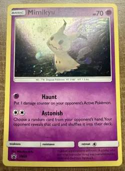 2017 Pokemon MIMIKYU Black Star Promo HOLO Sun & Moon Pin Collection Card #SM29 - Image 1