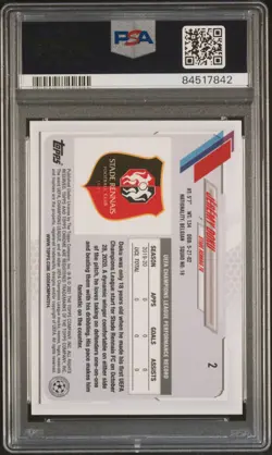 2020-21 Topps Chrome UEFA Champions League Sapphire Jeremy Doku PSA 10 RC #2 MCI - Image 2
