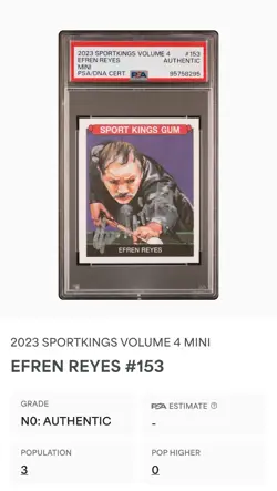 EFREN BATA REYES SIGNED 2023 SPORTSKING VOL. 4 MINI #153 GOAT HOF PSA /DNA AUTO - Image 3