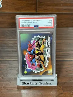 1992 Marvel Universe PSA 9 Spider Man and Wolverine #74 Mint MCU X-Men Team-Ups - Image 1