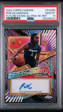 2024 Topps Chrome Rob Dillingham Future Stars #FSA-RD PSA GEM MT 10 42/55 BULLS - Image 1