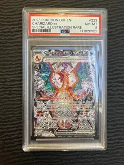 Pokemon 2023 SV Obsidian Flames Charizard EX Sir #223/197 PSA 8 - Image 1