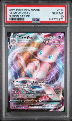 2021 POKEMON SWORD & SHIELD FUSION STRIKE #114 FULL ART/MEW VMAX PSA 10 - Image 1