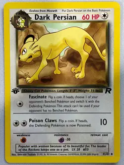 Dark Persian 42/82 Uncommon Team Rocket Pokemon 1st Edition Lightly Played - Image 1