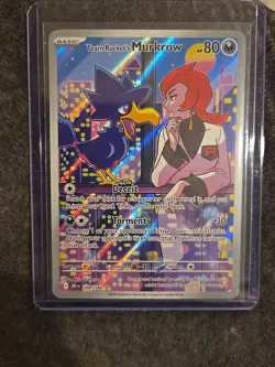 Pokemon TCG Destined Rivals Team Rockets Murkrow 200/182 Pack Fresh IR - Image 1